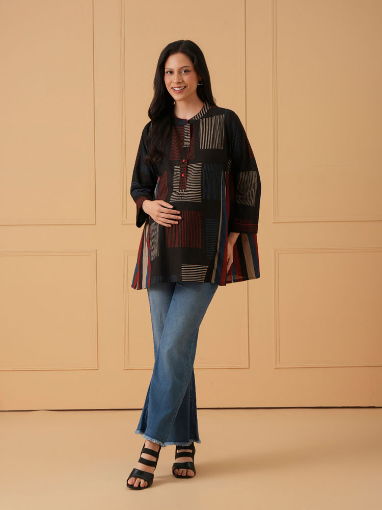 The Mom Store Dark Rhythm Maternity and Nursing Top-image-29