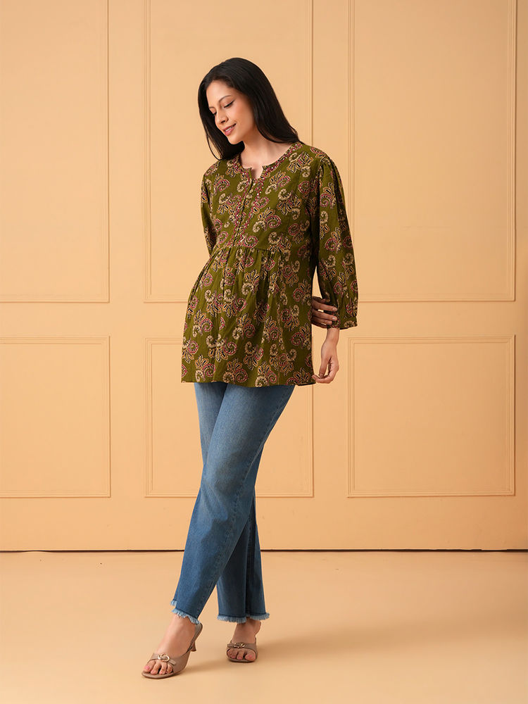 The Mom Store Mehendi Ease Embroidered Maternity and Nursing Top-picture-10