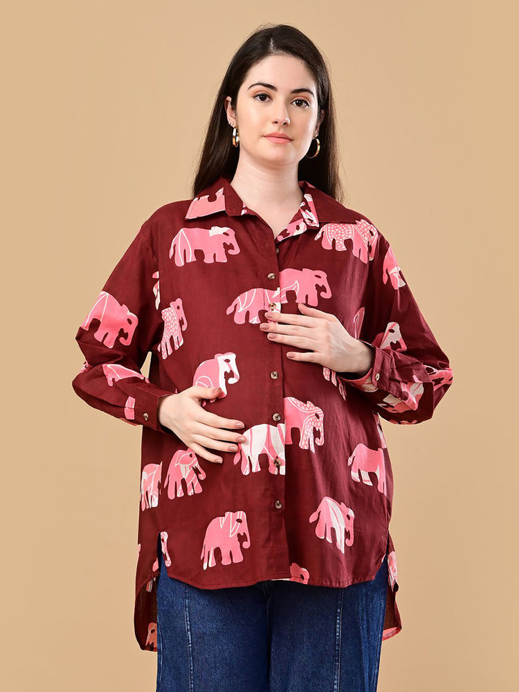 The Mom Store Herd You Right Maternity and Nursing Oversized Shirt-image-18