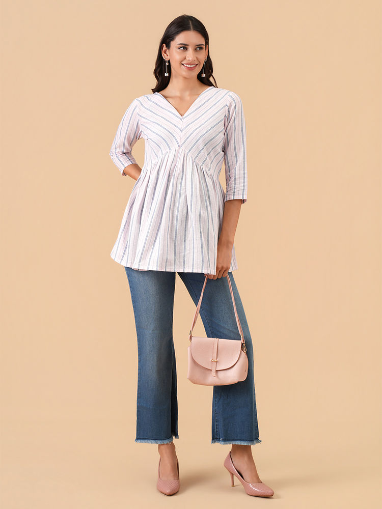 The Mom Store Stripe Ease Maternity and Nursing Top-image-2
