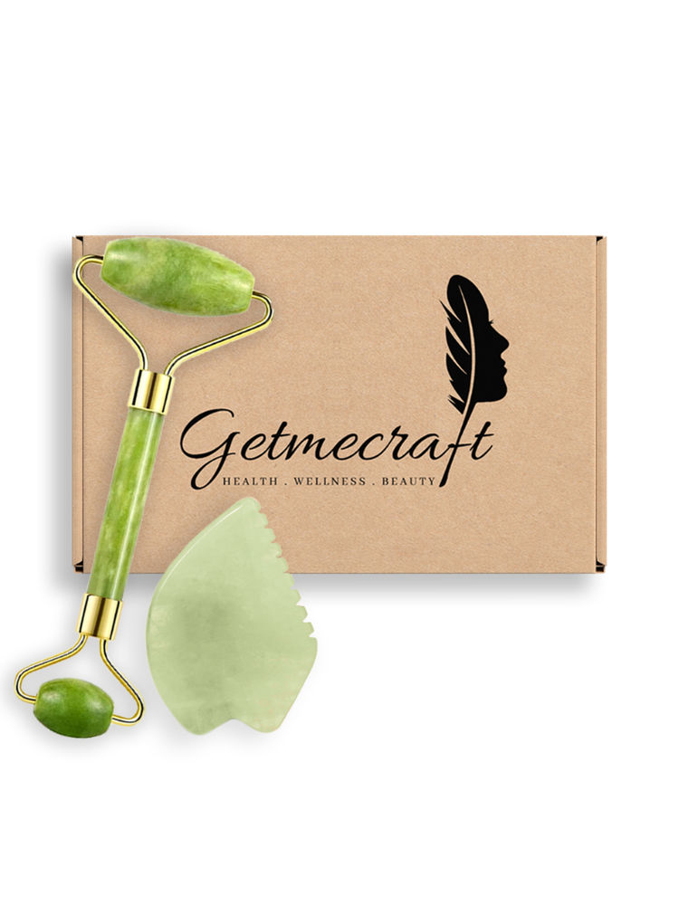 Getmecraft Jade Face Roller And Leaf Shape Gua Sha Massage Tool Set-picture-13