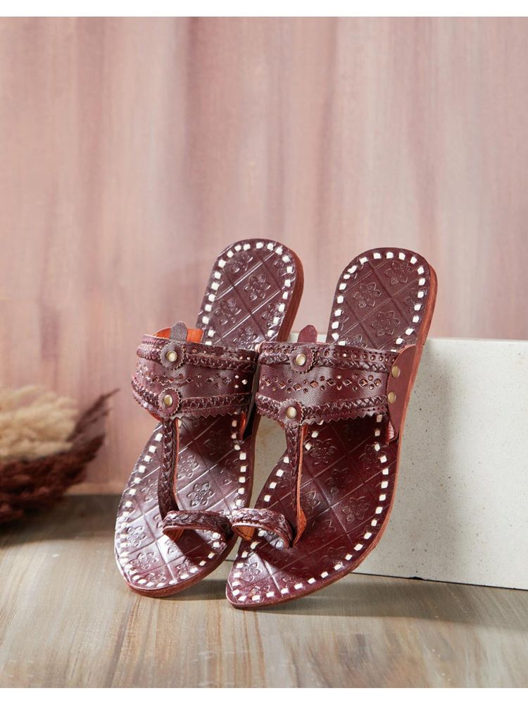 fabindia fashion Fabindia Women Brown Leather Nakashi Flats-picture-23