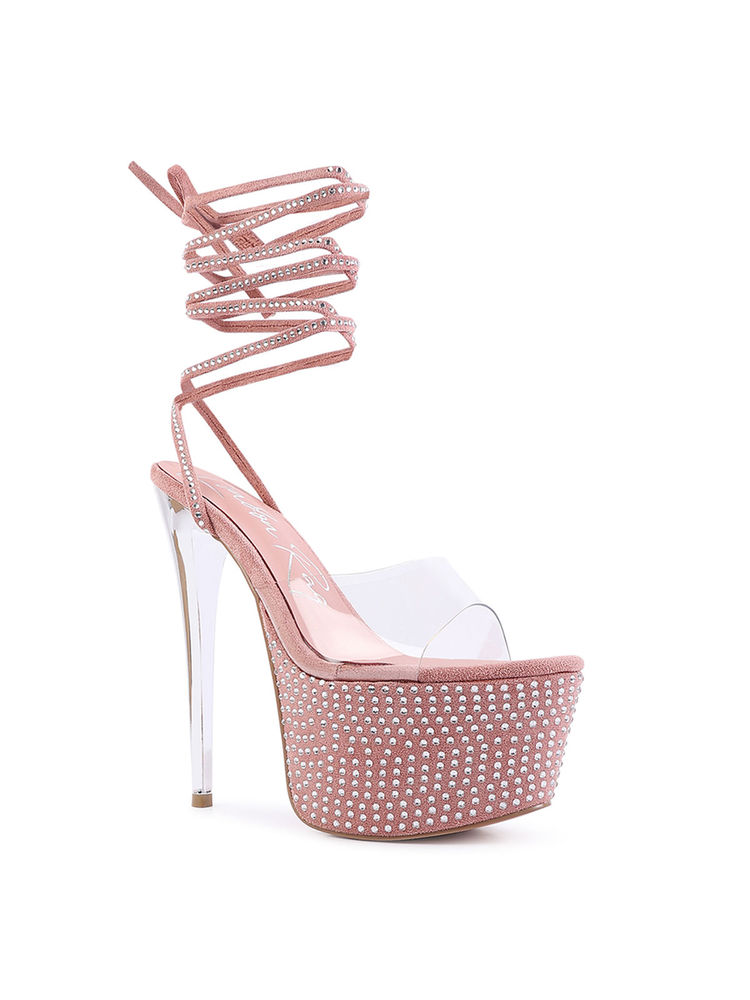 London Rag Embellished Pink Heels-image-13