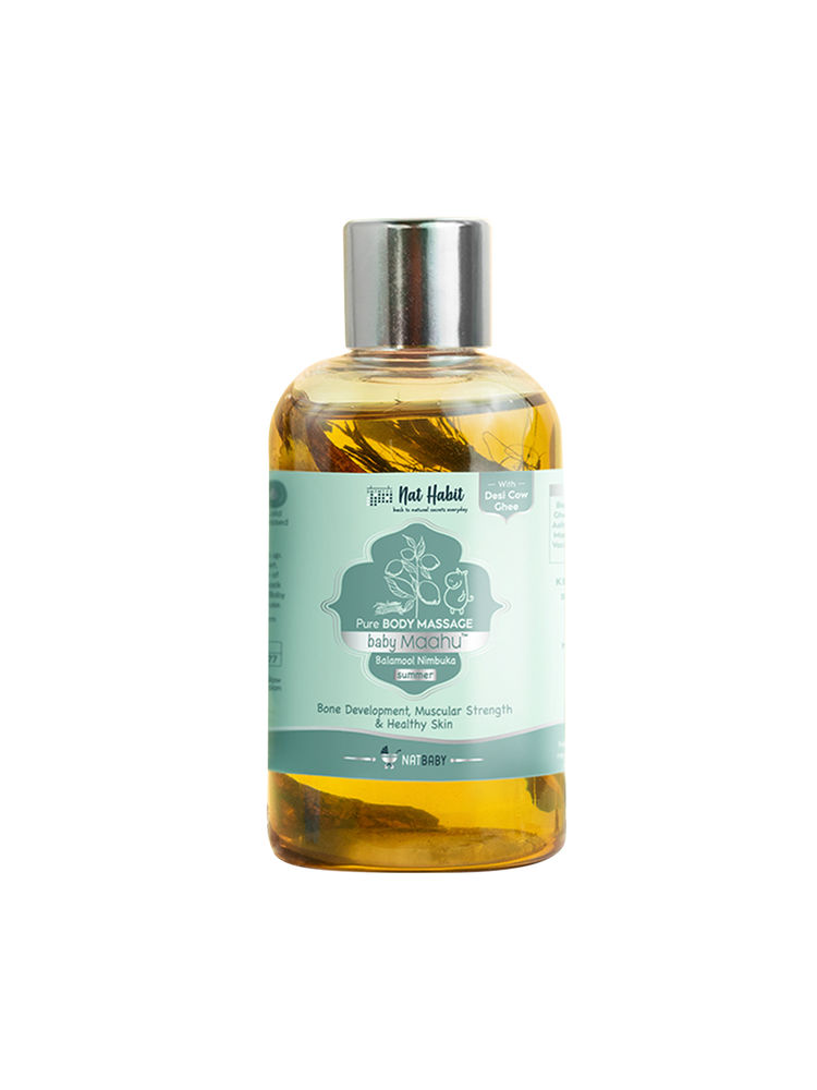 Nat Habit Balamool Nimbuka Pure Baby Maahu, Baby Massage Oil for Summer, Bone & Muscular Development