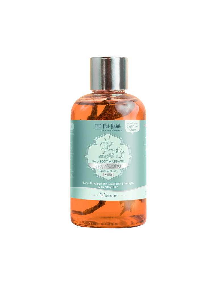 Nat Habit Balamool Sunthi Pure Baby Maah, Baby Massage Oil for Winter, Bone & Muscular Development