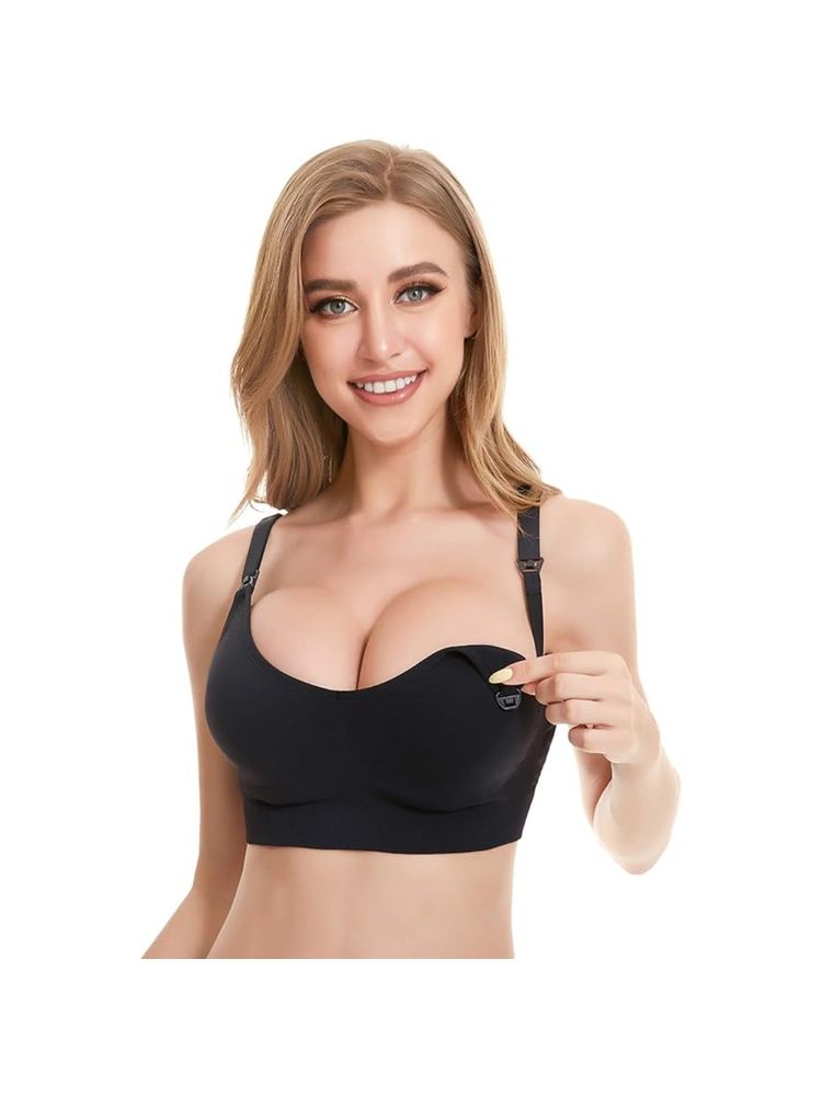 BRACHY Removable Padded Full Coverage Maternity Breastfeeding Bra Black-picture-12