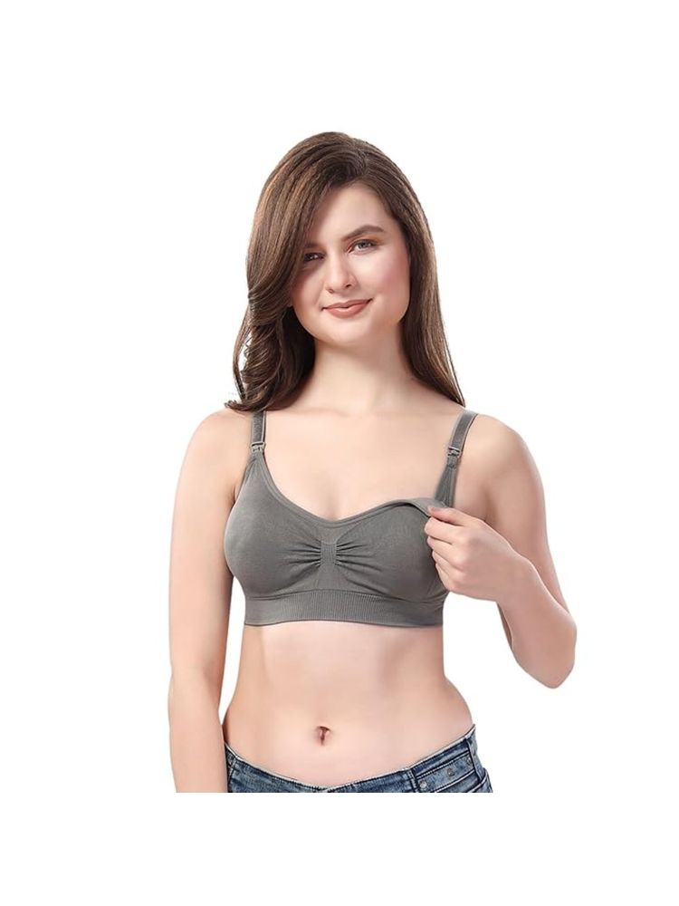 BRACHY Removable Padded Full Coverage Maternity Breastfeeding Bra Grey-picture-10
