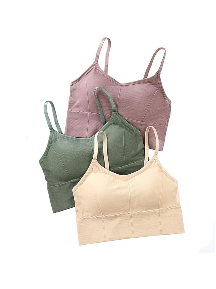 BRACHY Women Cotton Padded Bra Everyday Workout Bralette Multi-Color (Pack of 3)-picture-25
