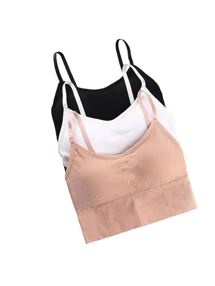 BRACHY Women Cotton Padded Bra Everyday Workout Bralette Multi-Color (Pack of 3)