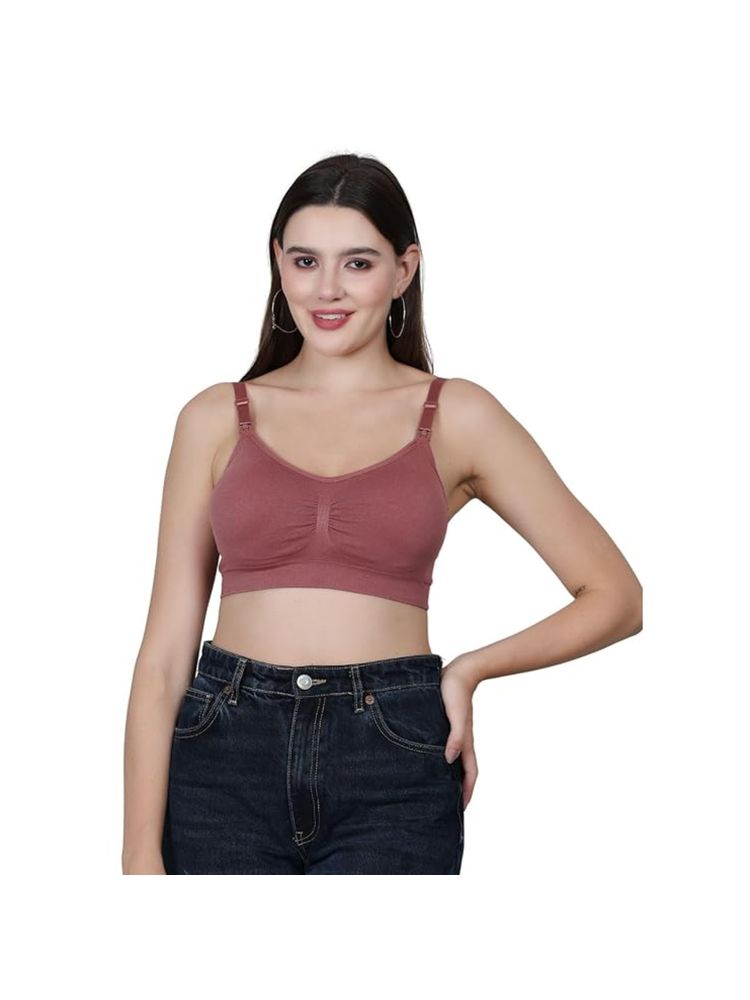 BRACHY Removable Padded Full Coverage Maternity Breastfeeding Bra Maroon-picture-28