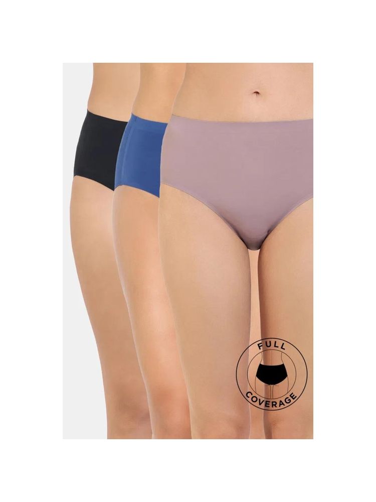 Zivame Medium Rise Full Coverage No Visible Panty Line Hipster - Multicolor (Pack of 3)-picture-13