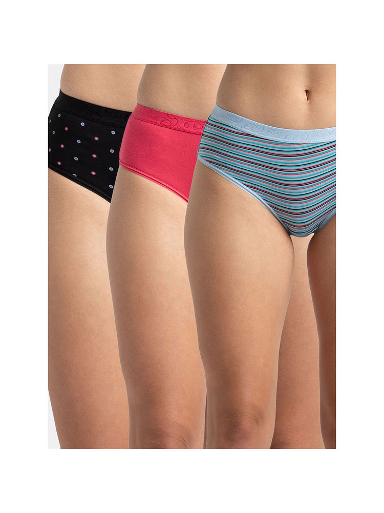 Jockey 3006 Women High Coverage Cotton Elastane Hipster-Assorted Colors(Pack of 3)-image-21