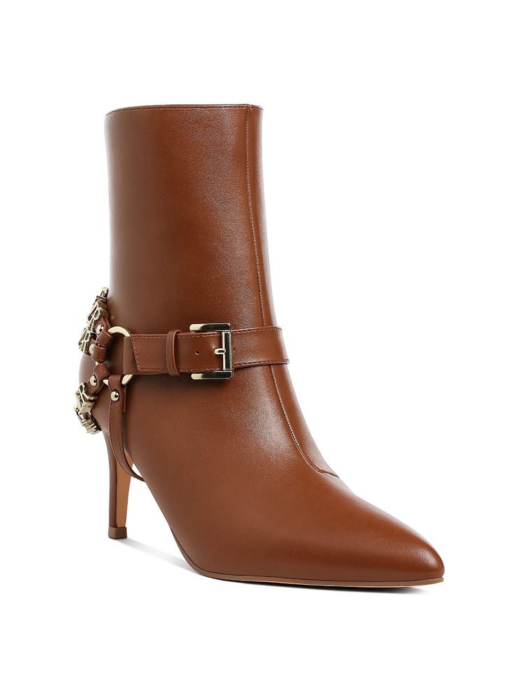 London Rag Harness Detail Stiletto Tan Buckle Boots-picture-16