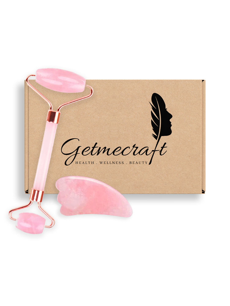 Getmecraft Rose Quartz Face Roller And Wing Shaped Gua Sha Facial Tool-image-43