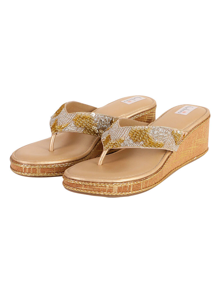 Fuchsia By Aashka Mehta Golden Dazzle Flipflops-picture-20