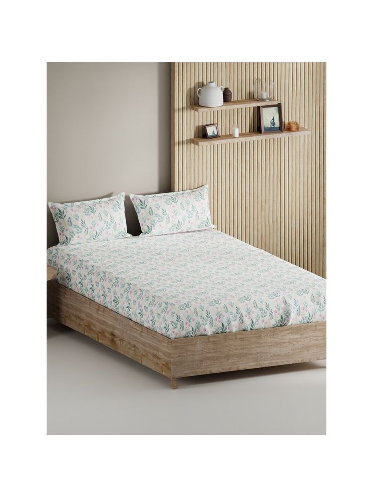 BIANCA King Size Bedsheet with Pillow Covers (Set of 3) (Palladium) Floral-Pink/Teal-picture-13