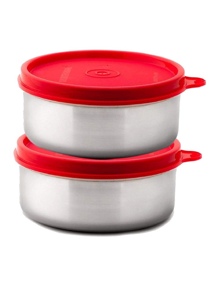 Signoraware Executive Stainless Steel Storage Container - 350Ml - Red-picture-2