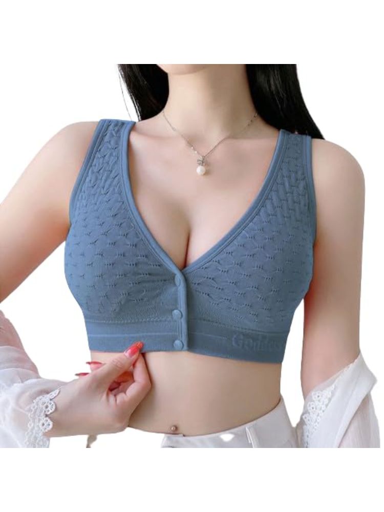 BRACHY Womens Grey Full Coverage Nursing Maternity Bra with Stretch Bra