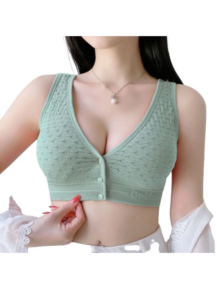 BRACHY Womens Green Full Coverage Nursing Maternity Bra with Stretch Bra