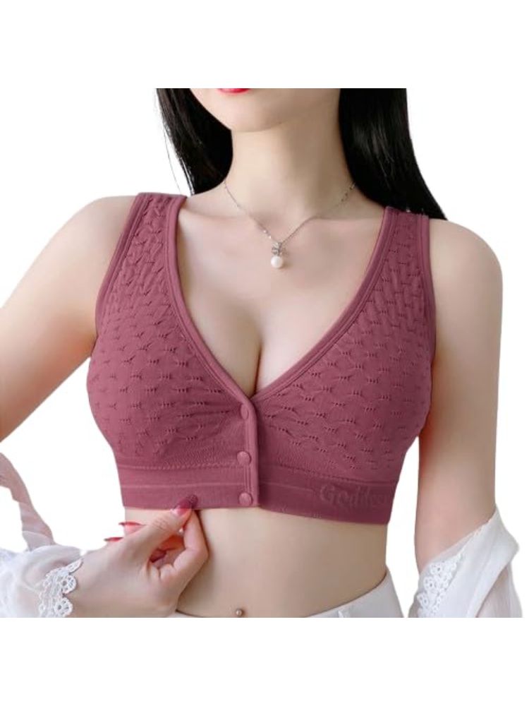 BRACHY Womens Wine Full Coverage Nursing Maternity Bra with Stretch Bra