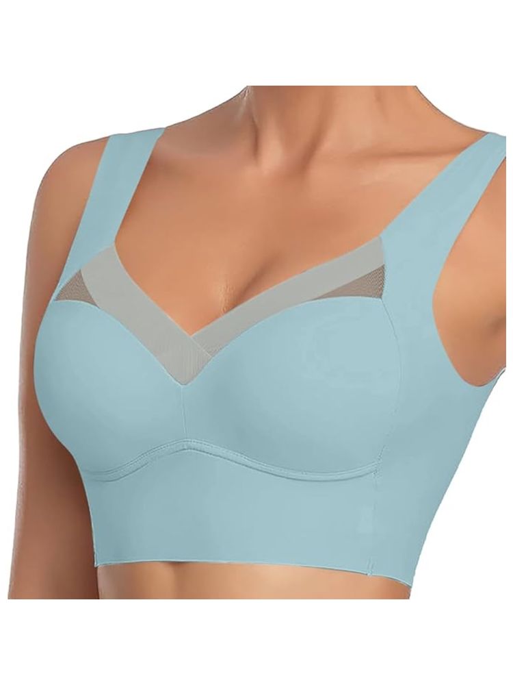 BRACHY Women Blue Full Coverage Seamless Pushup Every Day Bralette Sporta Workout Bra-picture-25
