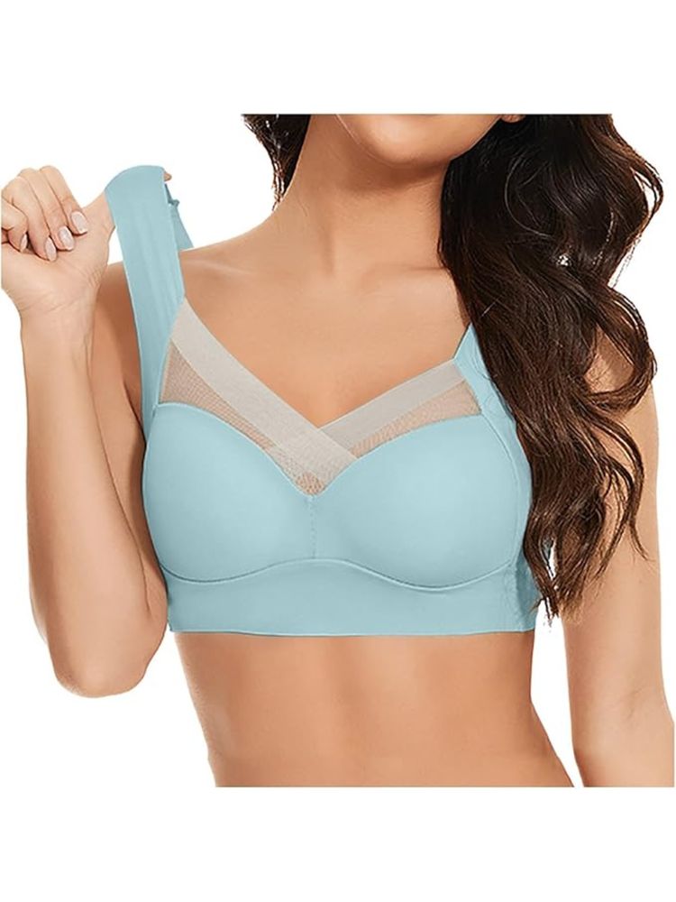 BRACHY Blue Full Coverage Bras for Women Comfy No Underwire Plus Size Bra High Impact-picture-19