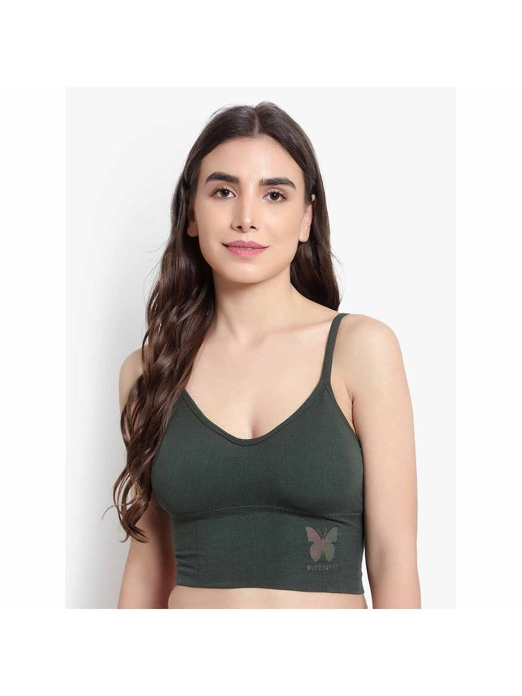 BRACHY Womens Green Solid Non-Wired Lightly Padded Bralette Bra-picture-13