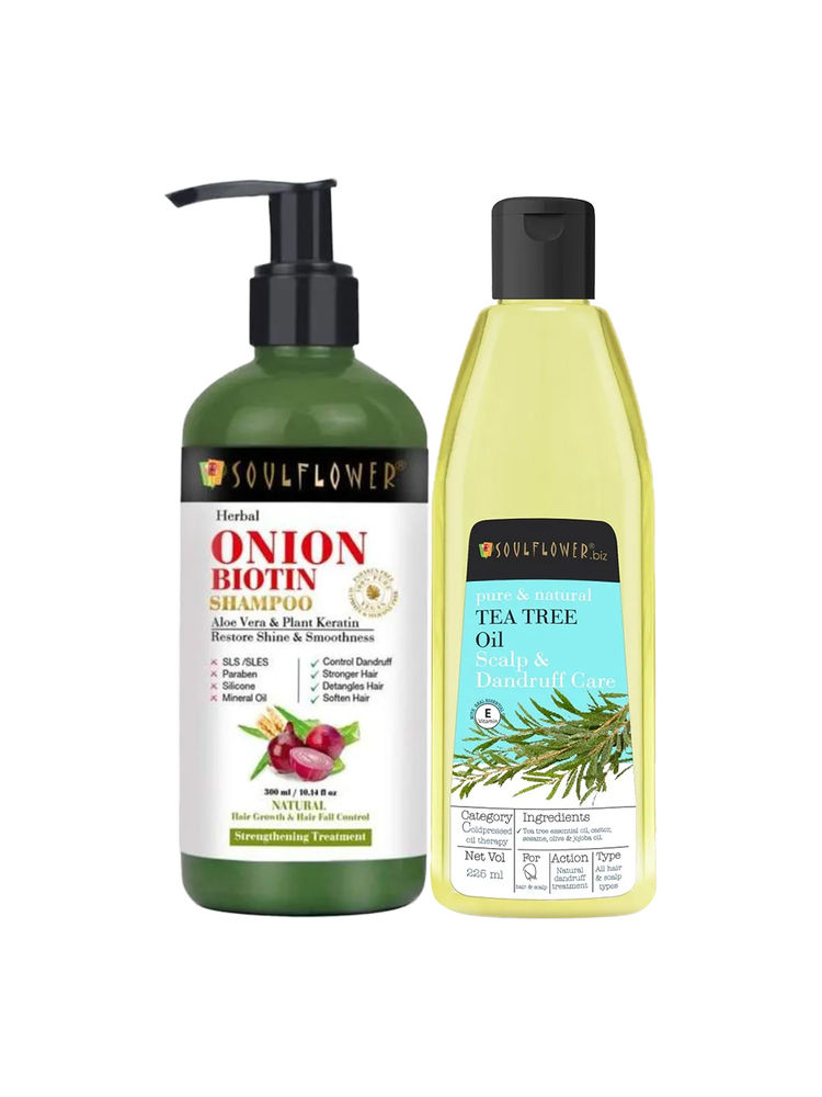 Soulflower Anti-Dandruff Control Tea Tree & Biotin Shampoo Combo Kit