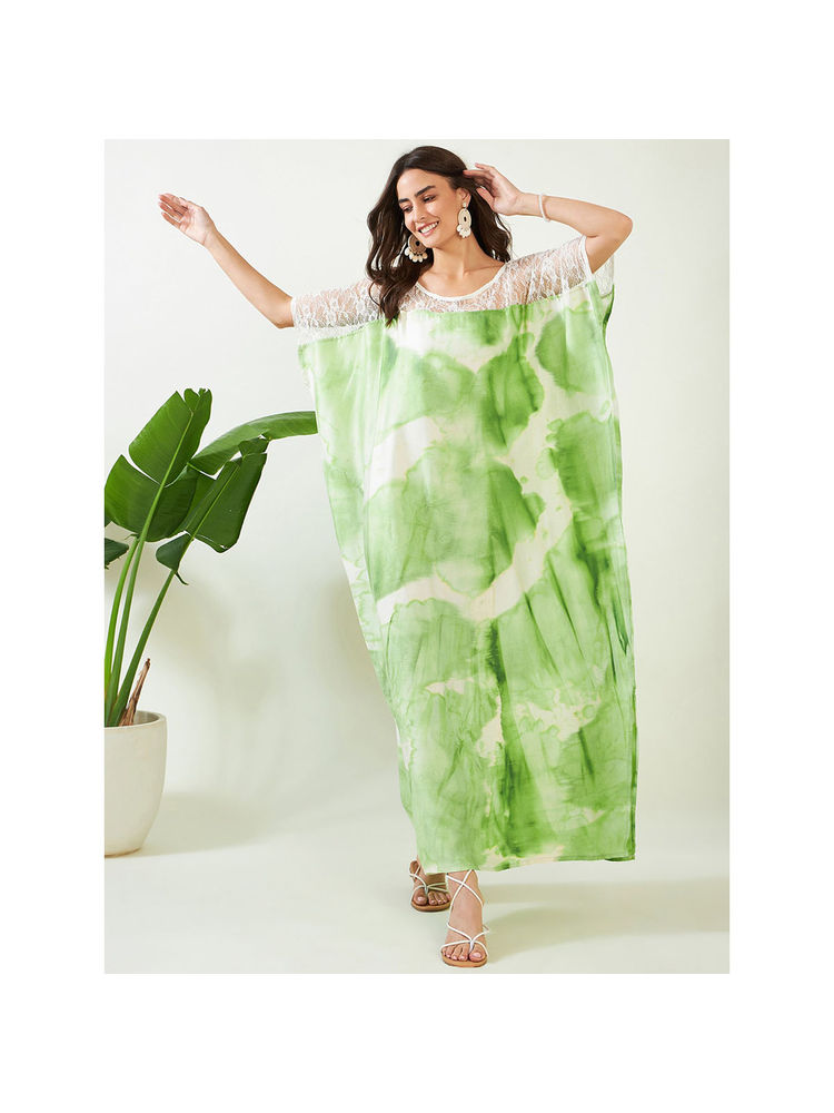The Kaftan Company Green Tie Dye Freesize Kaftan-picture-17