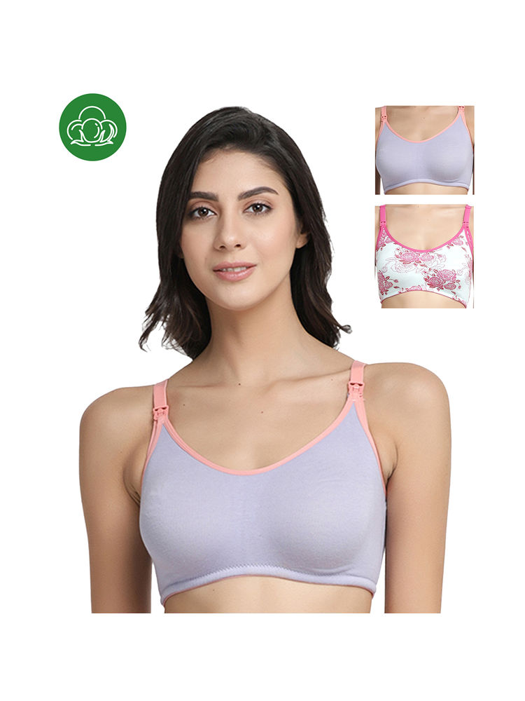 Inner Sense Organic Cotton Antimicrobial Nursing Bra Pack of 3 - Multi-Color-picture-24