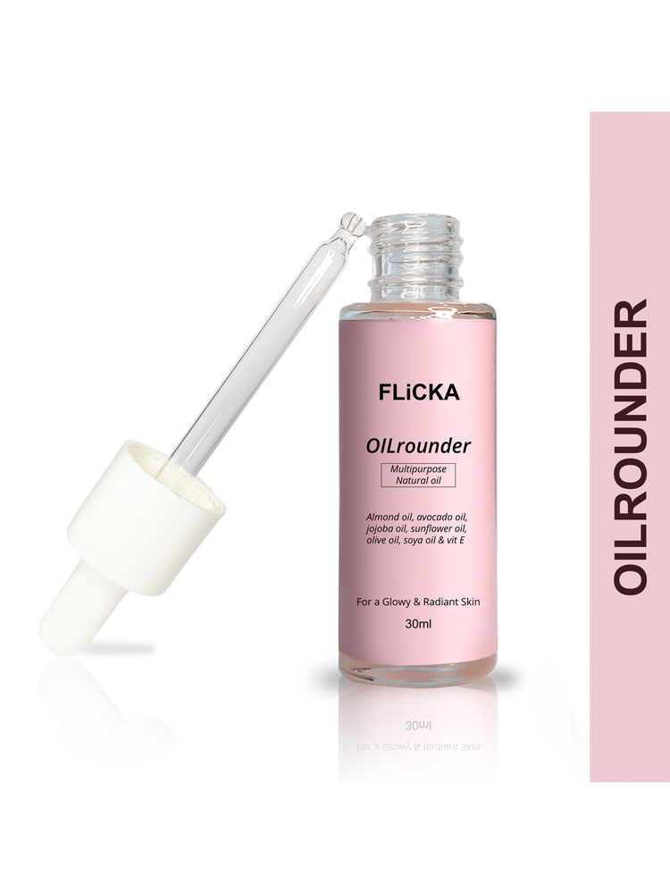 Flicka Oilrounder 2-In-1 Multipurpose Pre & Post Makeup Oil With Spf & Non Greasy For Glowing Skin-picture-12