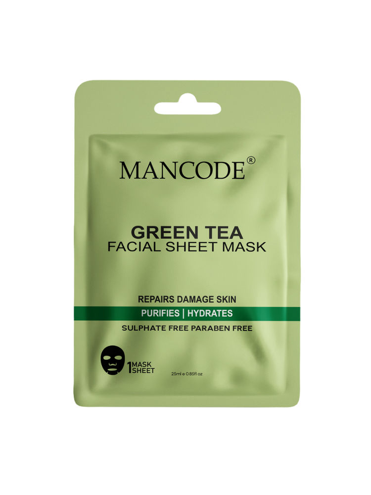 ManCode Green Tea Facial Sheet Mask For Purifies & Hydrating The Skin With Korean Formula-picture-15