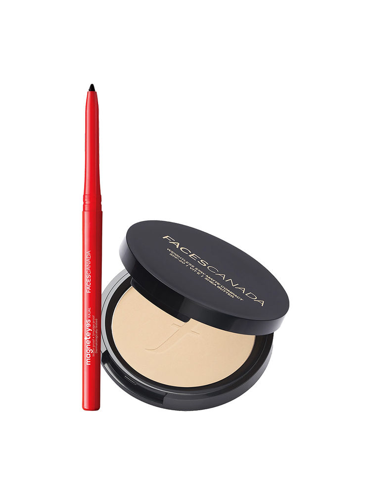 Faces Canada Eye & Face Combo - Magneteyes Kajal + Weightless Compact - Natural