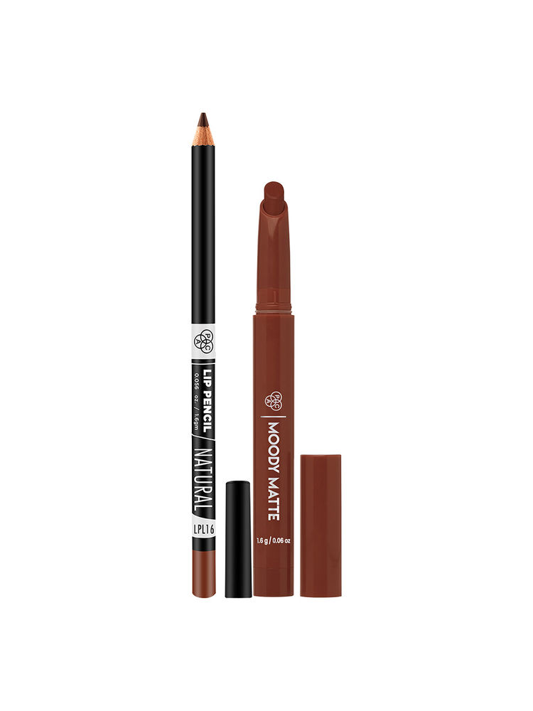 PAC Moody Matte Lipstick - Bff! + Lip Pencil - 16 Natural Combo