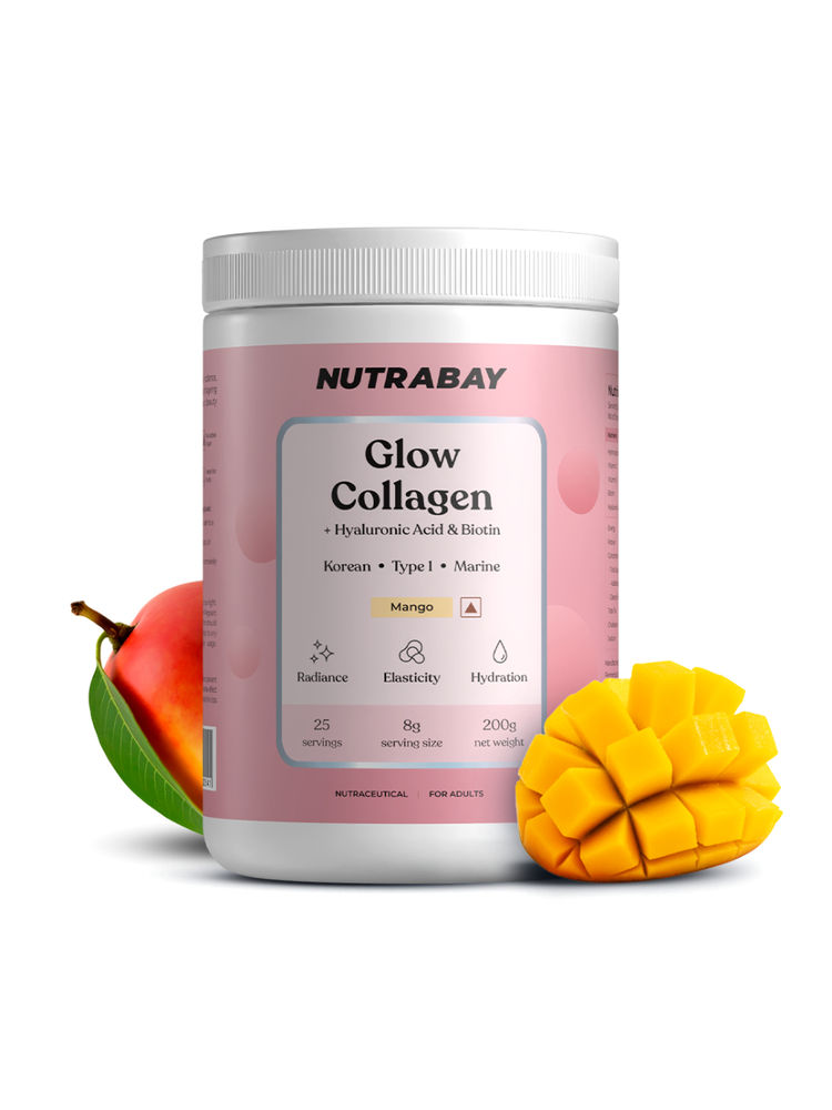 Nutrabay Korean Marine Glow Collagen Peptides Powder with Hyaluronic Acid & Biotin - Mango-picture-24