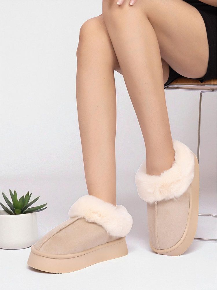 Truffle Collection Beige Solid Casual Boots-image-7