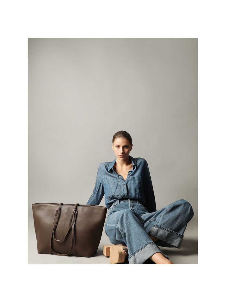 VERO MODA Women Solid Brown Tote Bag-picture-11