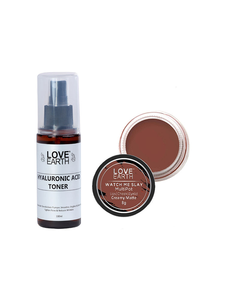 Love Earth Lip Tint & Cheek Tint Watch Me Slay + Hyaluronic Acid Toner