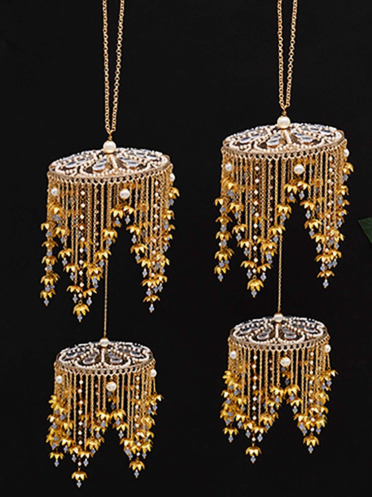 BeAbhika Multi-Color Royal Pearl Mini Lotus Dome Bridal Kaleeras (Pack Of 2)-image-20