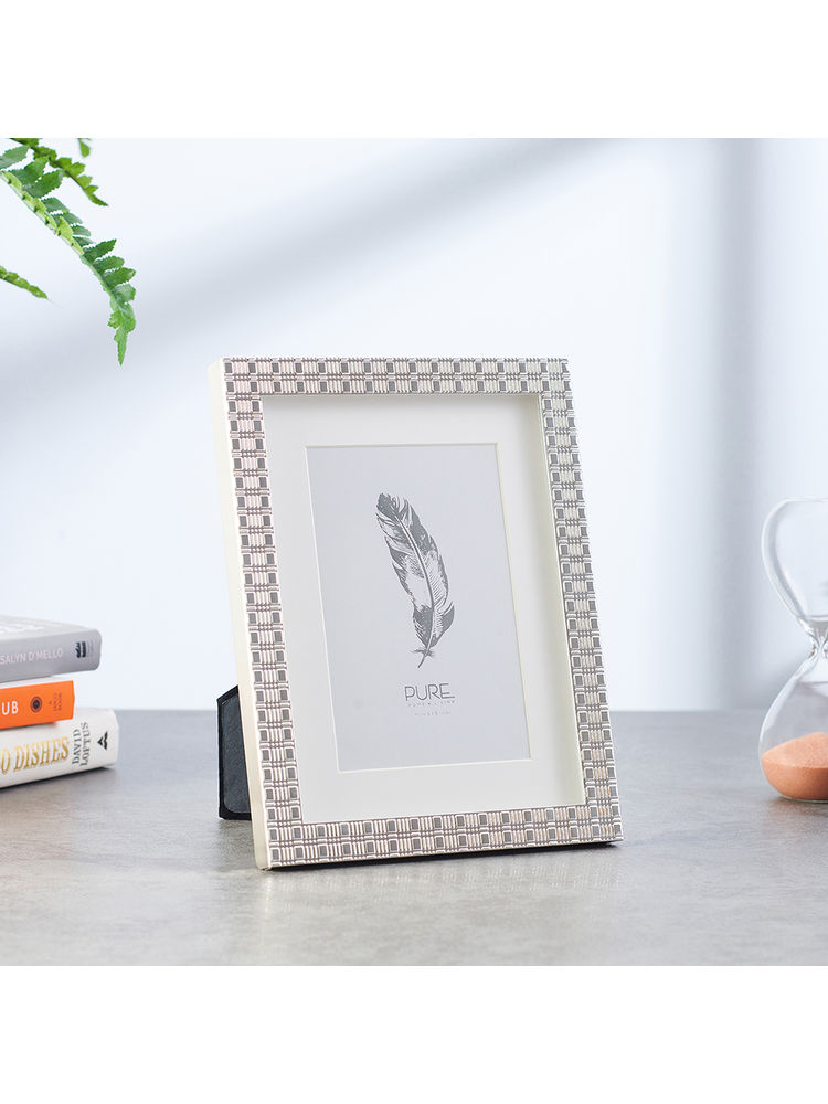Pure Home + Living Silver Plated Geometric Pattern Metal Photo Frame - Small-image-8