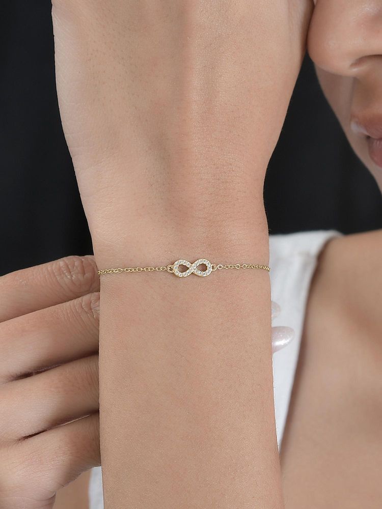 Ornate Jewels 925 Silver Yellow Gold CZ Stone Infinity Sparkle Adjustable Bracelet-image-39