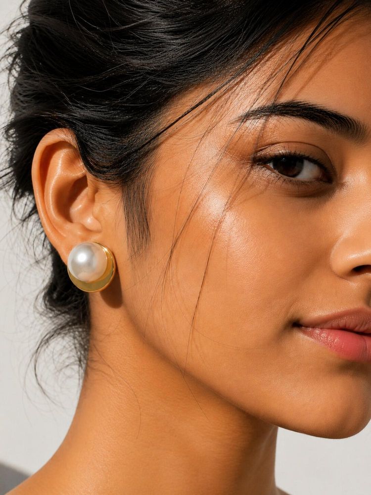 Niska Pearl White Gold Electroplated Anti Tarnish Earrings-image-31