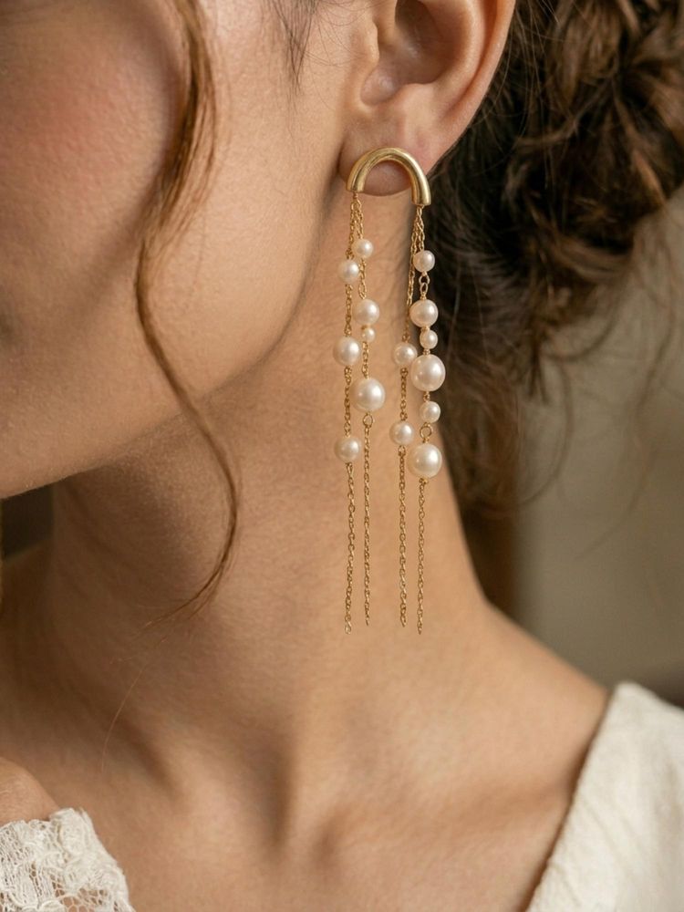 Kraft Smiths Pearl Drop Dangler Earrings-image-26