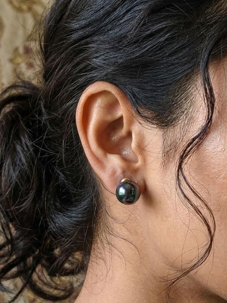Kraft Smiths Black Crome Rainbow Pearls Stud Earrings-image-45