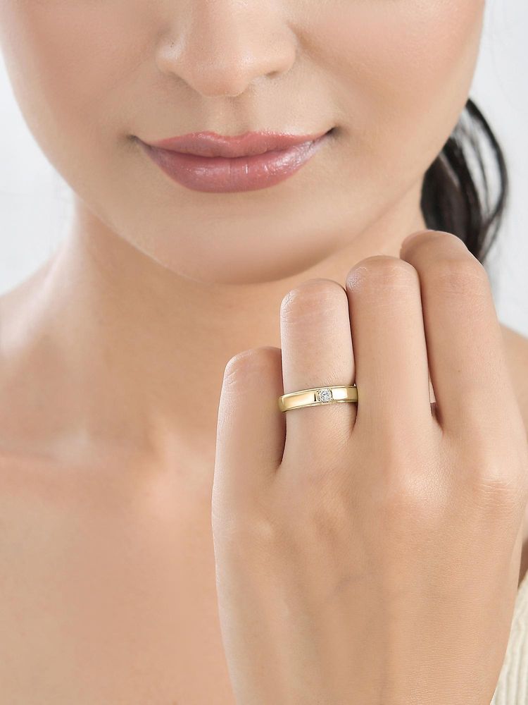 Ornate Jewels 925 Silver Yellow Gold CZ Stone Solitaire Adjustable Wedding Ring-image-34
