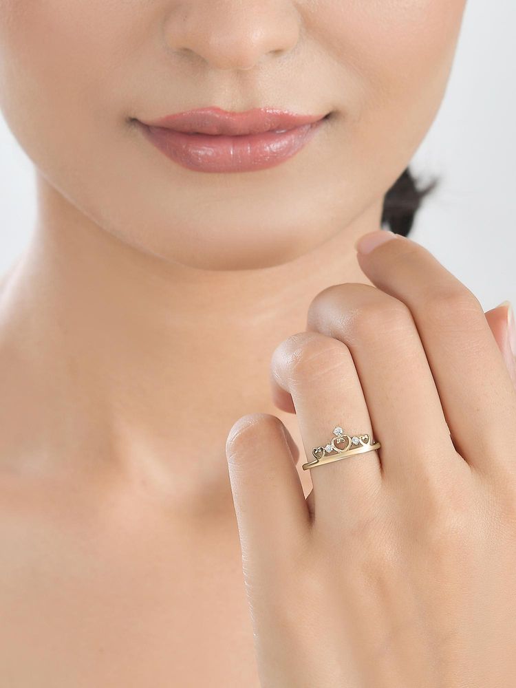 Ornate Jewels 925 Silver Yellow Gold CZ Stone Solitaire Adjustable Wedding Ring-image-35