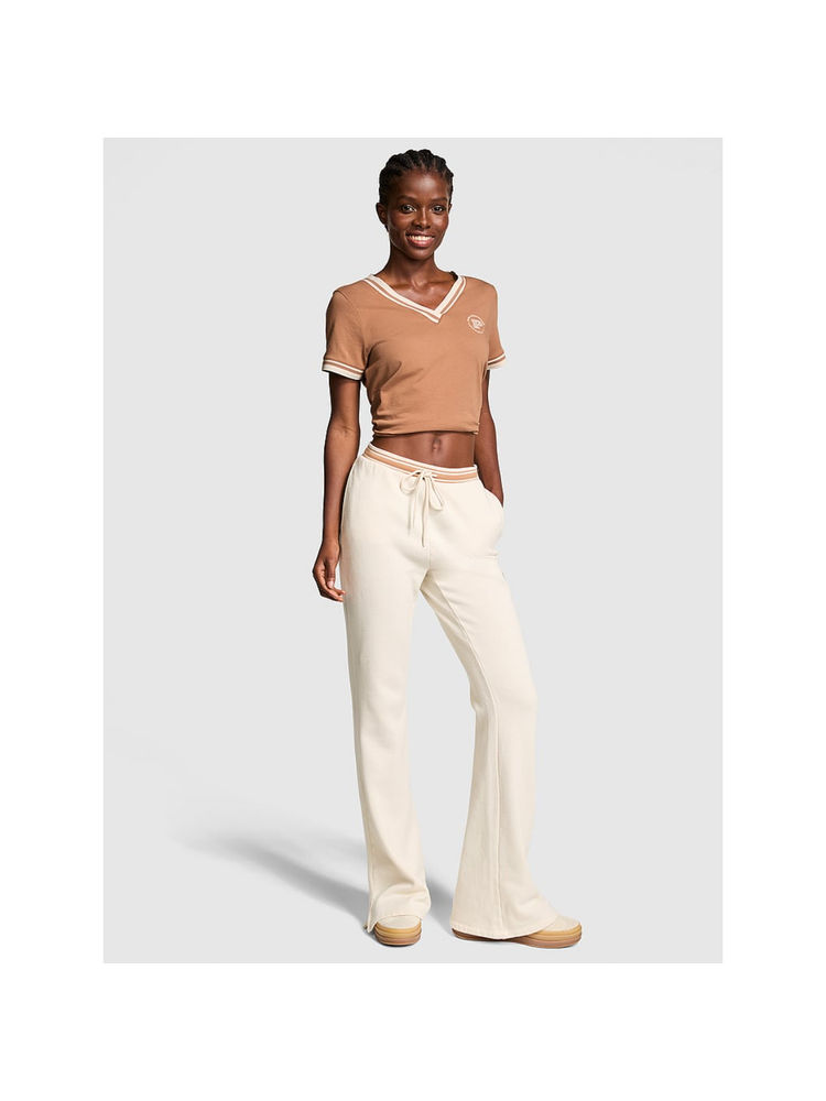 victoria's secret intimates Victoria's Secret PINK Ivy Fleece Split-Hem Flare Sweatpants - Off White-picture-22