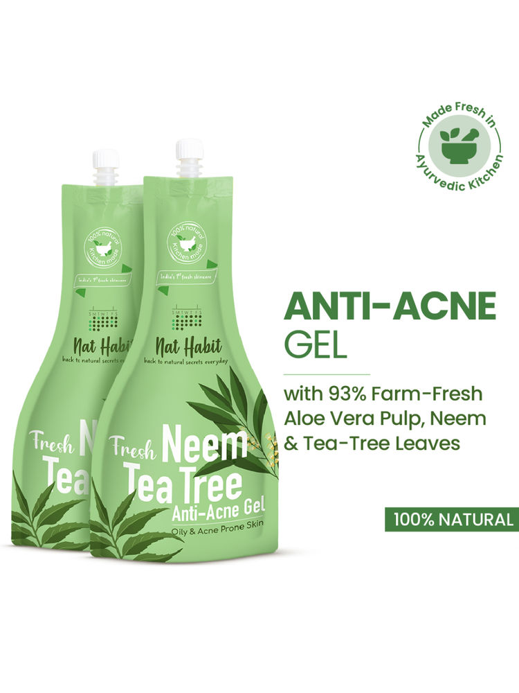 Nat Habit Fresh Neem Tea Tree Anti-Acne Face Gel For Oily & Acne Prone Skin with Fresh Aloe Pulp-picture-29