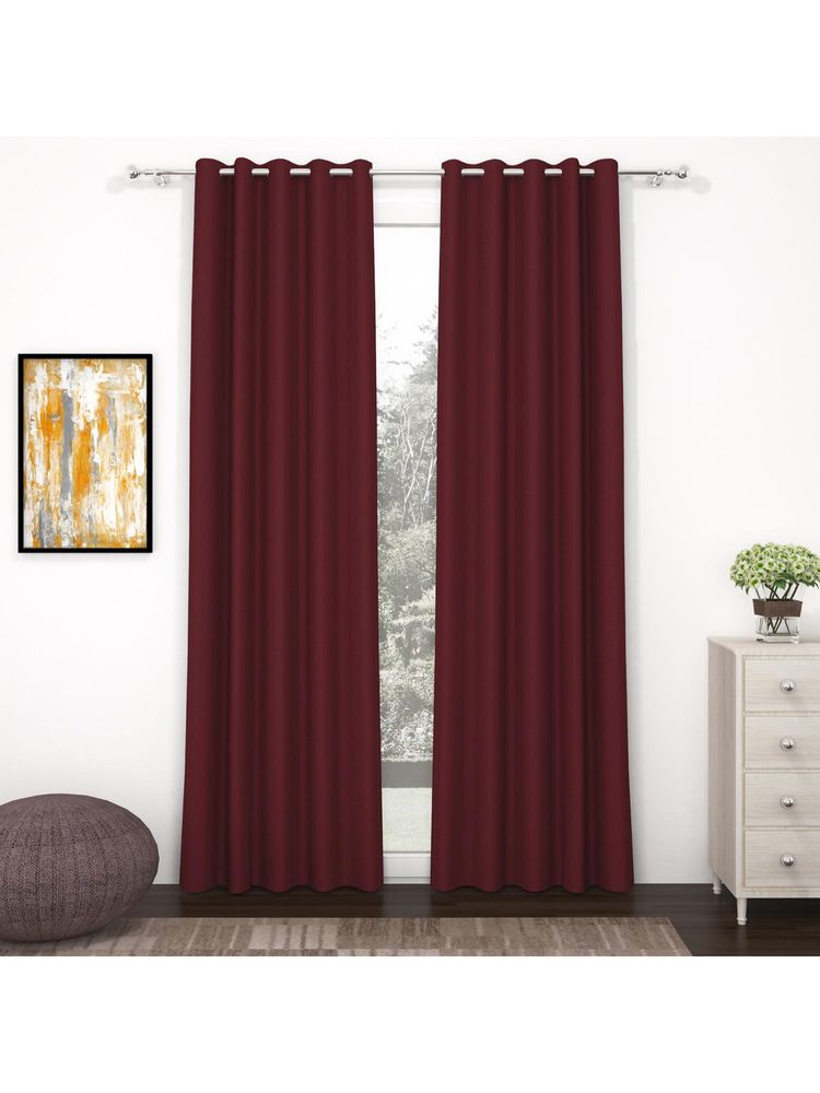 Story@Home Door Polyester, Silk Blackout Curtain Maroon, Solid (Pack of 2) (7 feet)-image-31