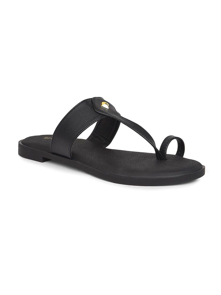 Bata Black Womens Toe Ring Flats-picture-20